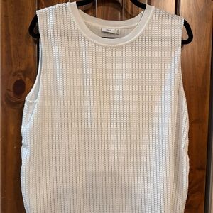 Vince White Textured Sleeveless Modern Top